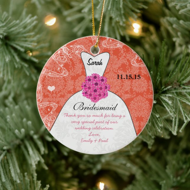 Wedding Gown Bridesmaid Wedding- You Choose Colour Ceramic Tree Decoration (Tree)