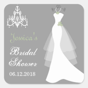 Wedding gown, chandelier Bridal Shower Sticker