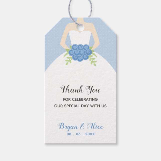 Wedding Gown Favour Tags (Pastel Blue) (Front)