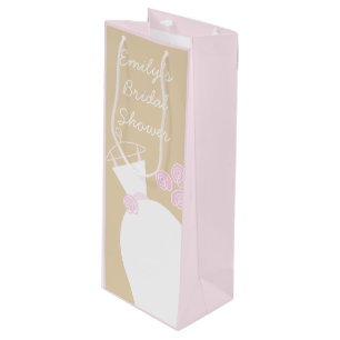 Wedding Gown Pink Beige Bridal Shower pink wine Gift Bag