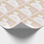 Wedding Gown Pink Beige 'Bridal Shower' square Wrapping Paper<br><div class="desc">Pretty bridal themed wrapping paper in shades of pink,  beige and white featuring a stylised wedding gown and flowers. A customisable design for you to personalise with your own text,  pictures and ideas.</div>