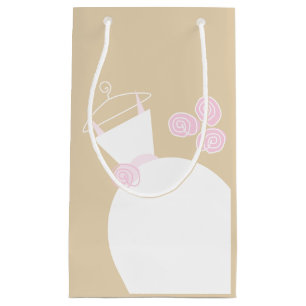 Wedding Gown Pink Beige gift bag small