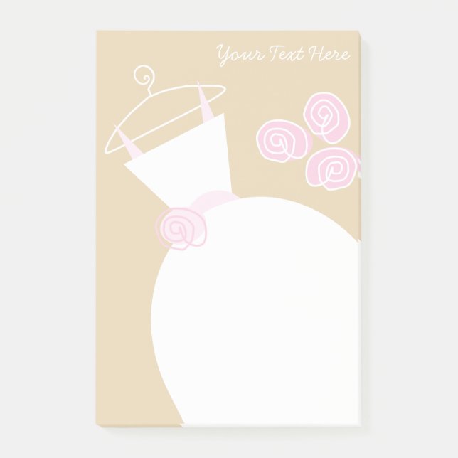 Wedding Gown Pink beige text post-it note (Front)