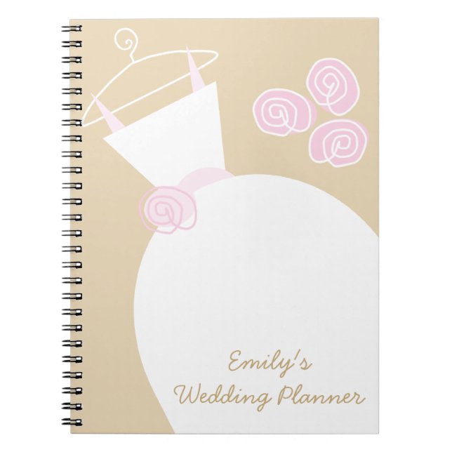Wedding Gown Pink Beige 'Wedding Planner' Notebook (Front)