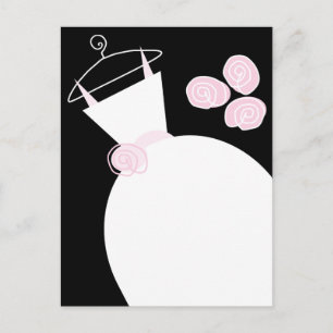 Wedding Gown Pink black pastel postcard