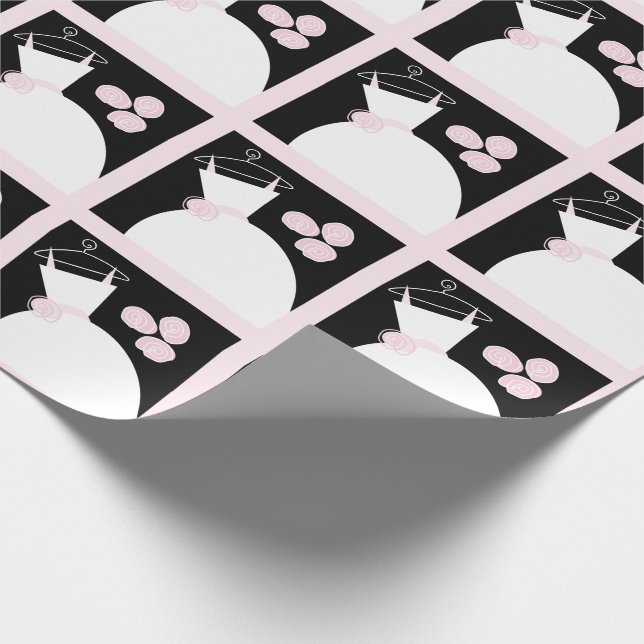 Wedding Gown Pink black pastel Wrapping Paper (Corner)