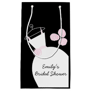 Wedding Gown Pink Bridal Shower black Small Gift Bag