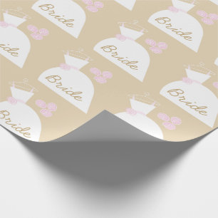 Wedding Gown Pink 'Bride' beige Wrapping Paper