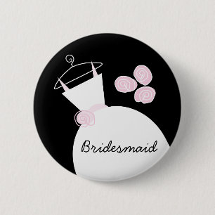 Wedding Gown Pink 'Bridesmaid' button black