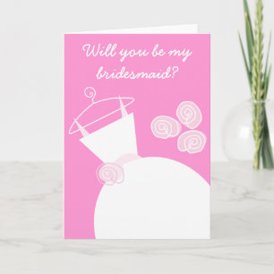 Wedding Gown Pink 'Bridesmaid' card front text