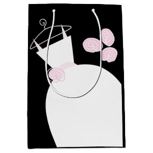 Wedding Gown Pink gift bag black medium