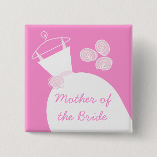 Wedding Gown Pink Mother of the Bride square 15 Cm Square Badge