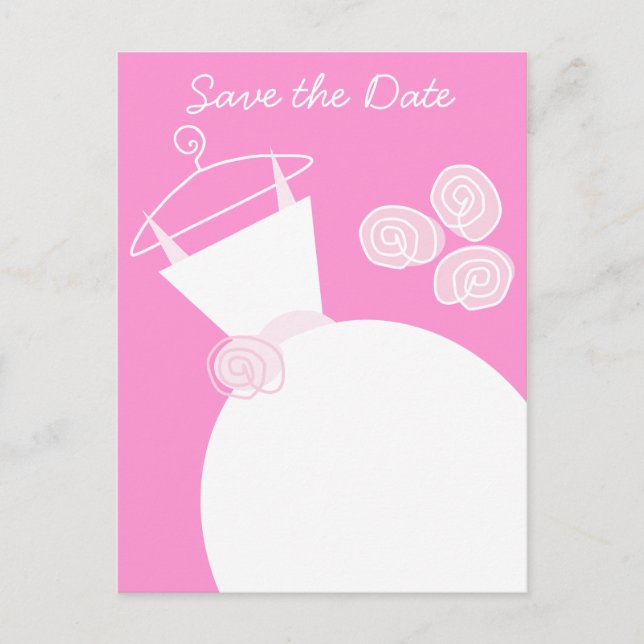 Wedding Gown Pink Save the Date postcard (Front)
