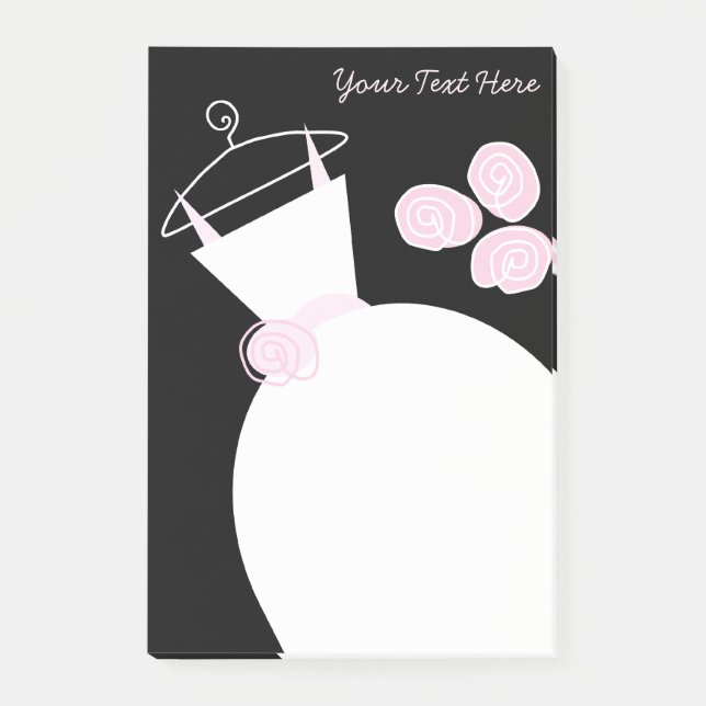 Wedding Gown Pink text black post-it note (Front)