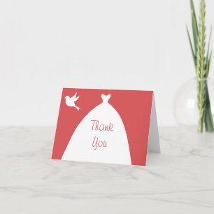 Wedding Gown Pink Thank You with White Dove Card