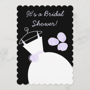 Wedding Gown Purple bridal shower black pastel Invitation