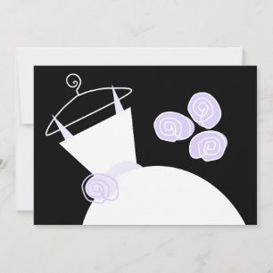 Wedding Gown Purple bridal shower black purple Invitation
