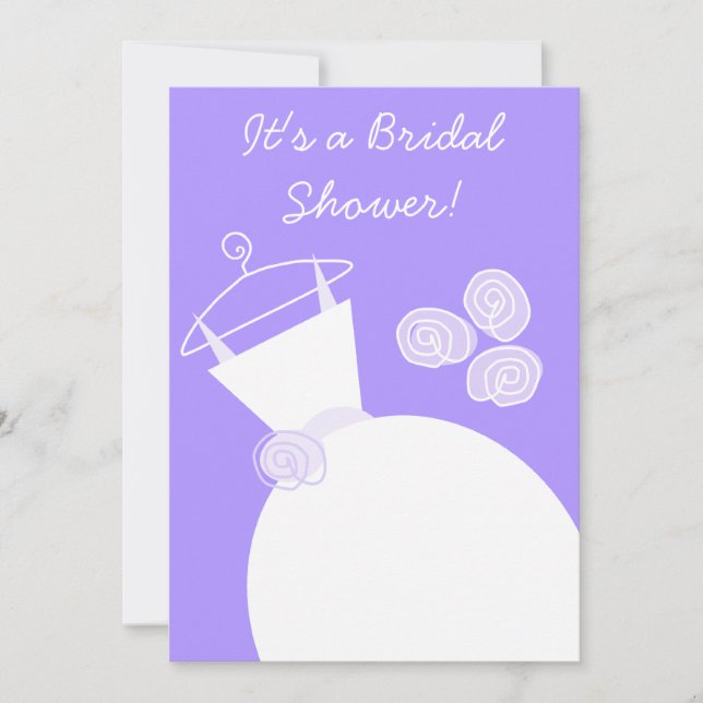 Wedding Gown Purple bridal shower invitation (Front)
