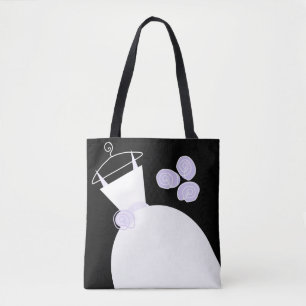 Wedding Gown Purple Bride Groom black pastel text Tote Bag