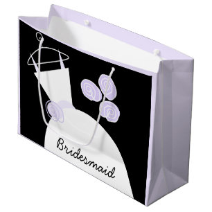Wedding Gown Purple Bridesmaid black pastel large Gift Bag