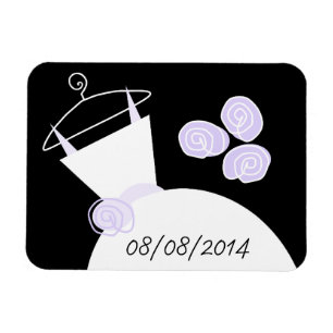 Wedding Gown Purple 'Date' black horizontal Magnet