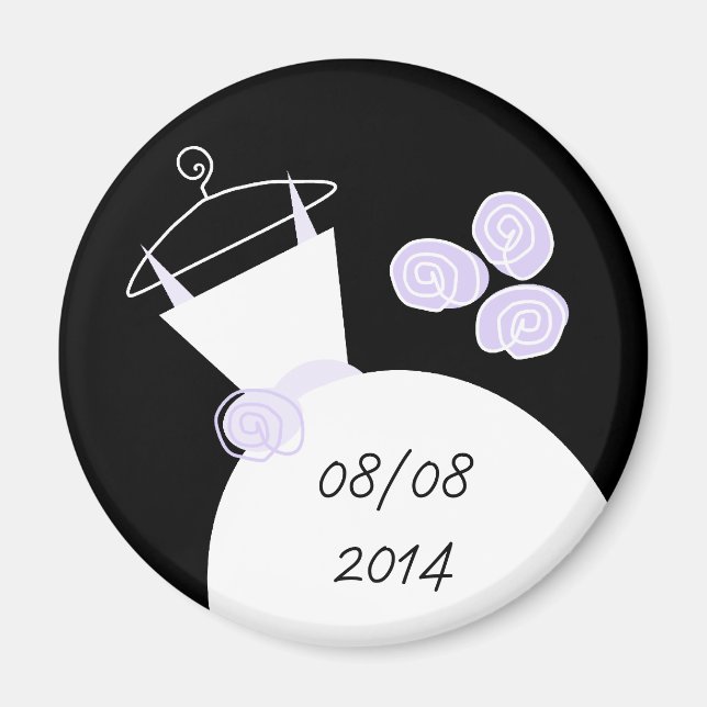 Wedding Gown Purple 'Date' fridge magnet black (Front)