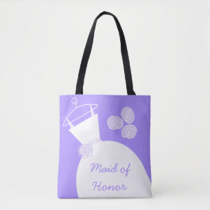 Wedding Gown Purple Maid of Honour all over Tote Bag