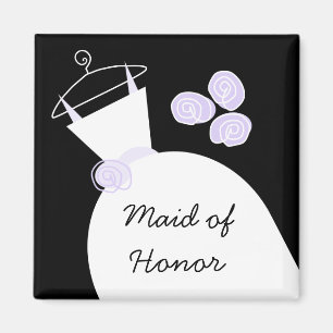 Wedding Gown Purple 'Maid of Honour' black Magnet