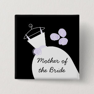 Wedding Gown Purple 'Mother of the Bride' black 15 Cm Square Badge