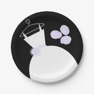 Wedding Gown Purple paper plate black