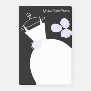 Wedding Gown Purple text black post-it note