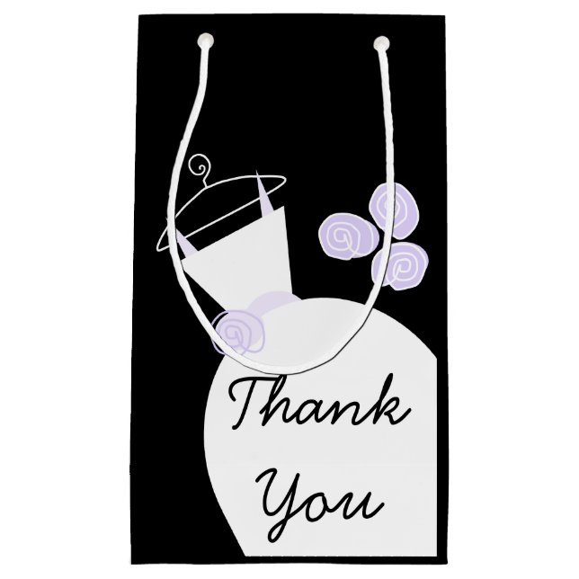 Wedding Gown Purple Thank You gift bag black (Front)