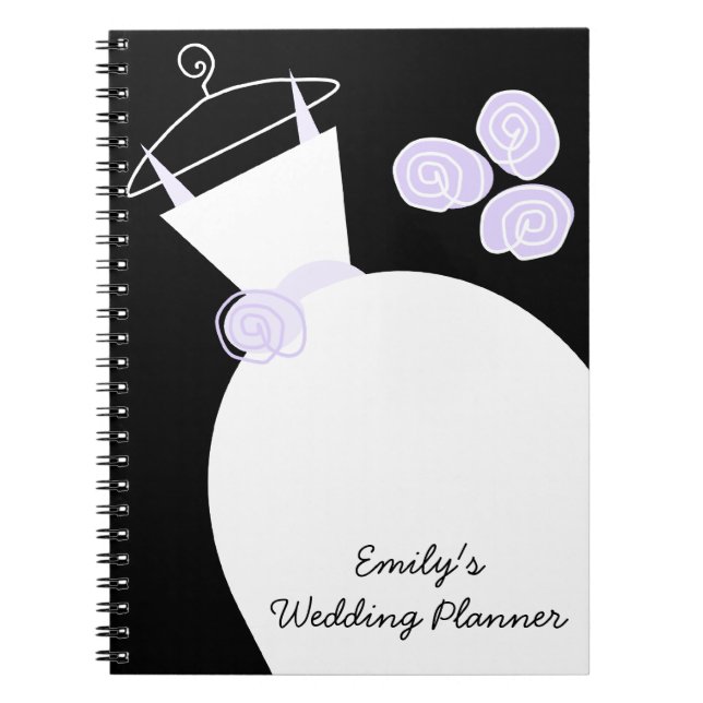 Wedding Gown Purple 'Wedding Planner' black Notebook (Front)