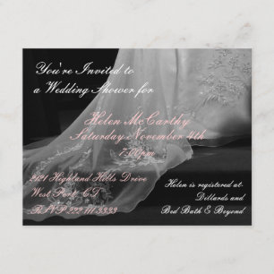 Wedding Gown Train Bridal Shower Invitation