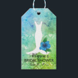 Wedding Gown Tropical Themed Bridal Shower Gift Tags<br><div class="desc">A mermaid tail bridal gown with a blue hibiscus on a gradient mermaid scale look background makes this Bridal Shower design perfect for your beach themed celebration.  Design by Holiday Hearts Designs (rights reserved).</div>