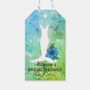 Wedding Gown Tropical Themed Bridal Shower Gift Tags