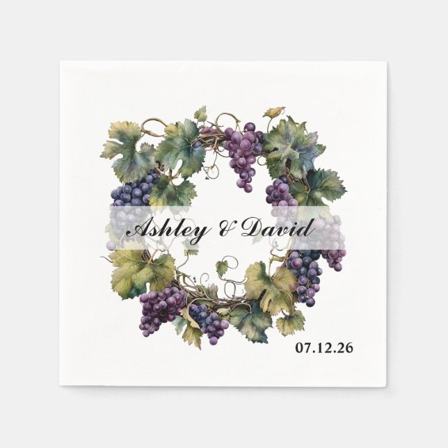 Wedding Grape Wreath Paper Napkins (Front)