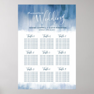 Wedding gray blue abstract table plan poster
