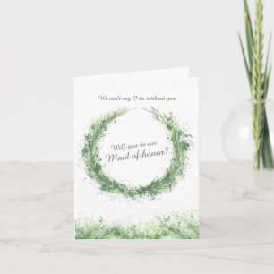 Wedding green art will you be our maid of honour? invitation