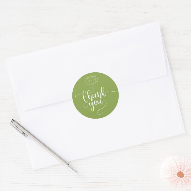 Wedding Green Chic Classic Round Sticker (Envelope)