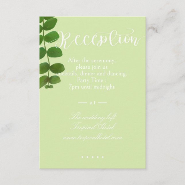 Wedding Green Chic Enclosure Card (Front)