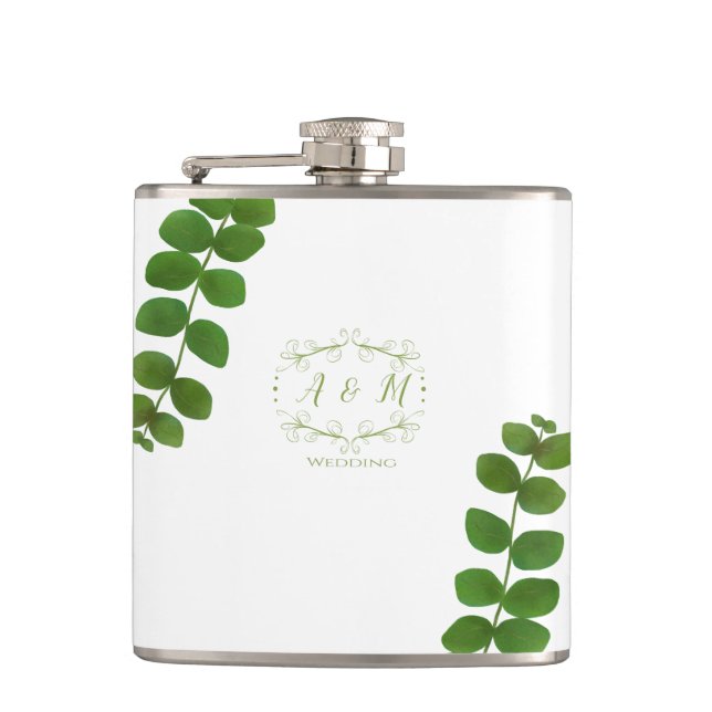 Wedding Green Chic Hip Flask (Front)