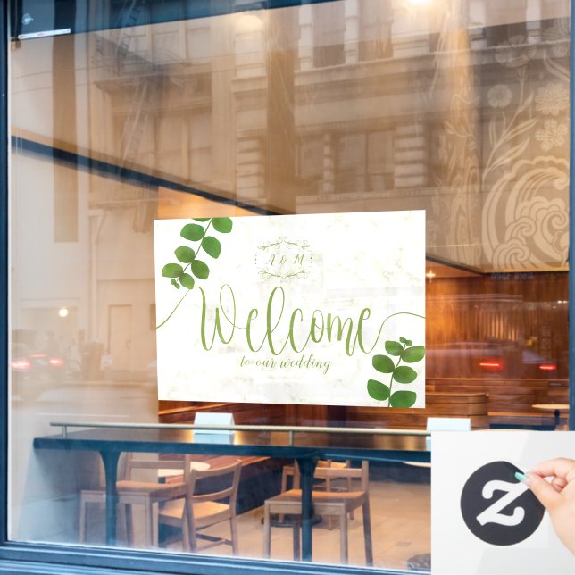 Wedding Green Chic  Window Cling (Cafe Window)