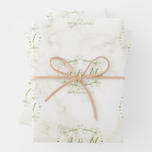 Wedding Green Chic  Wrapping Paper Sheet (In situ)