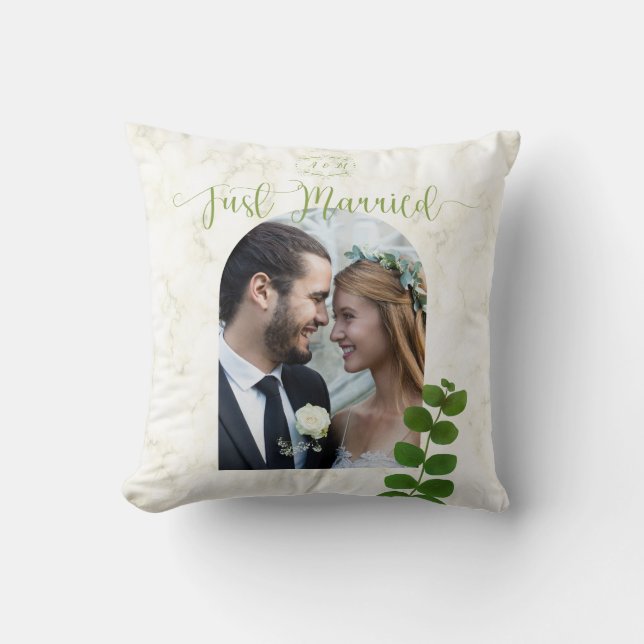 Wedding Green Photo Cushion (Front)
