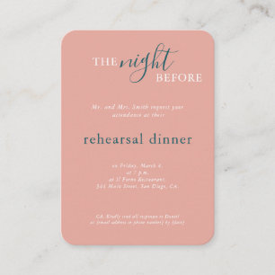 Wedding Green Pink Monogram Rehearsal Dinner Enclosure Card