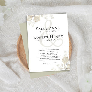 Wedding Greenery Calligraphy Script Ampersand Invitation