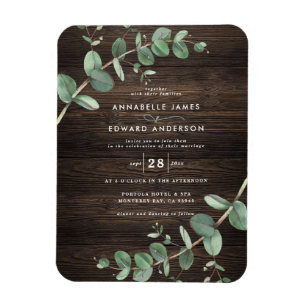 Wedding greenery Eucalyptus botanical dark wood Magnet