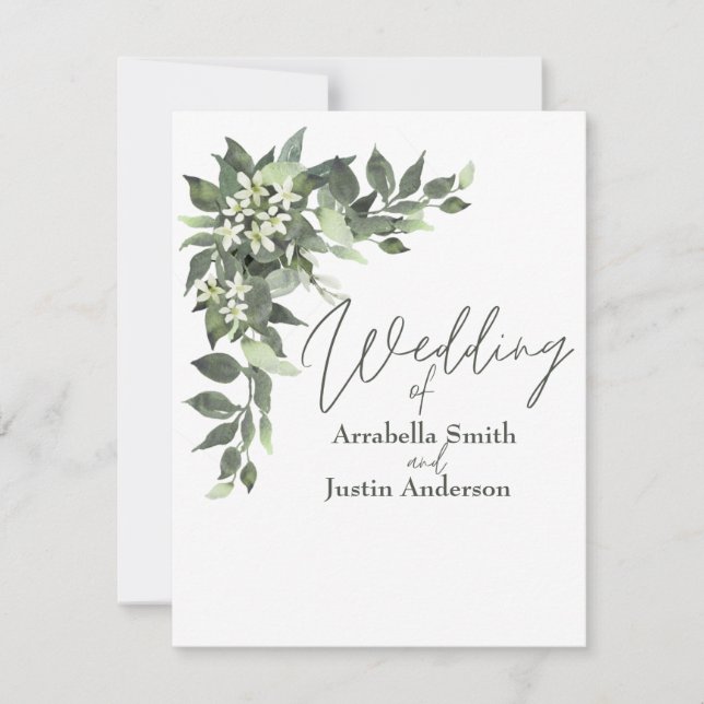 Wedding Greenery Eucalyptus Bouquet Watercolor  Invitation (Front)