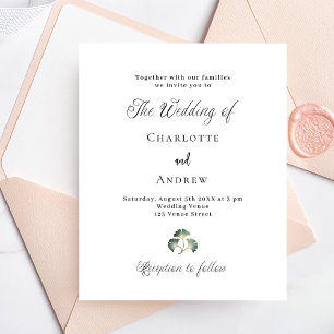 Wedding greenery ginkgo leaves budget invitation flyer